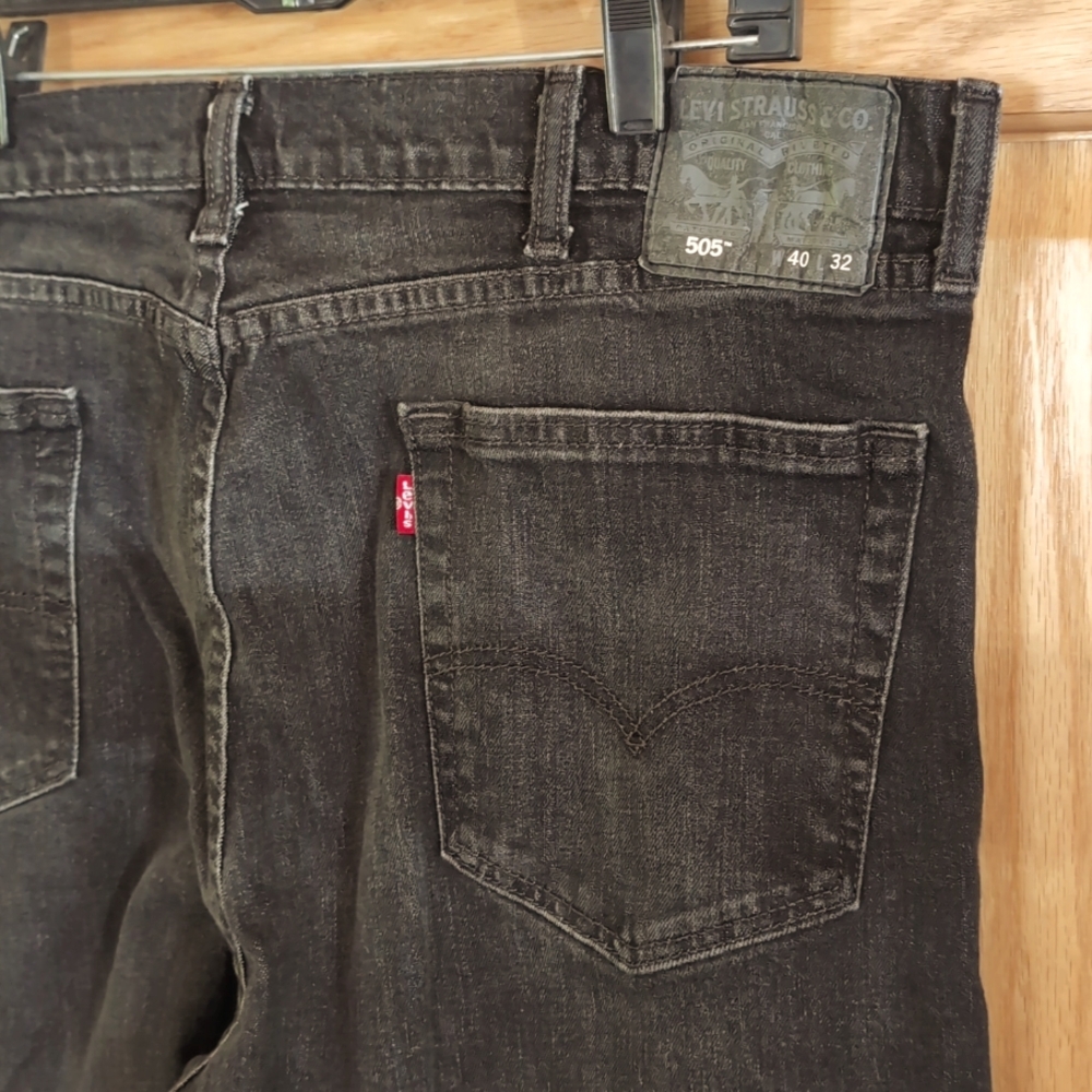 Men's Levi's Sz 40/32 505 Vintage Red Tab, Black Relaxed Fit Jeans